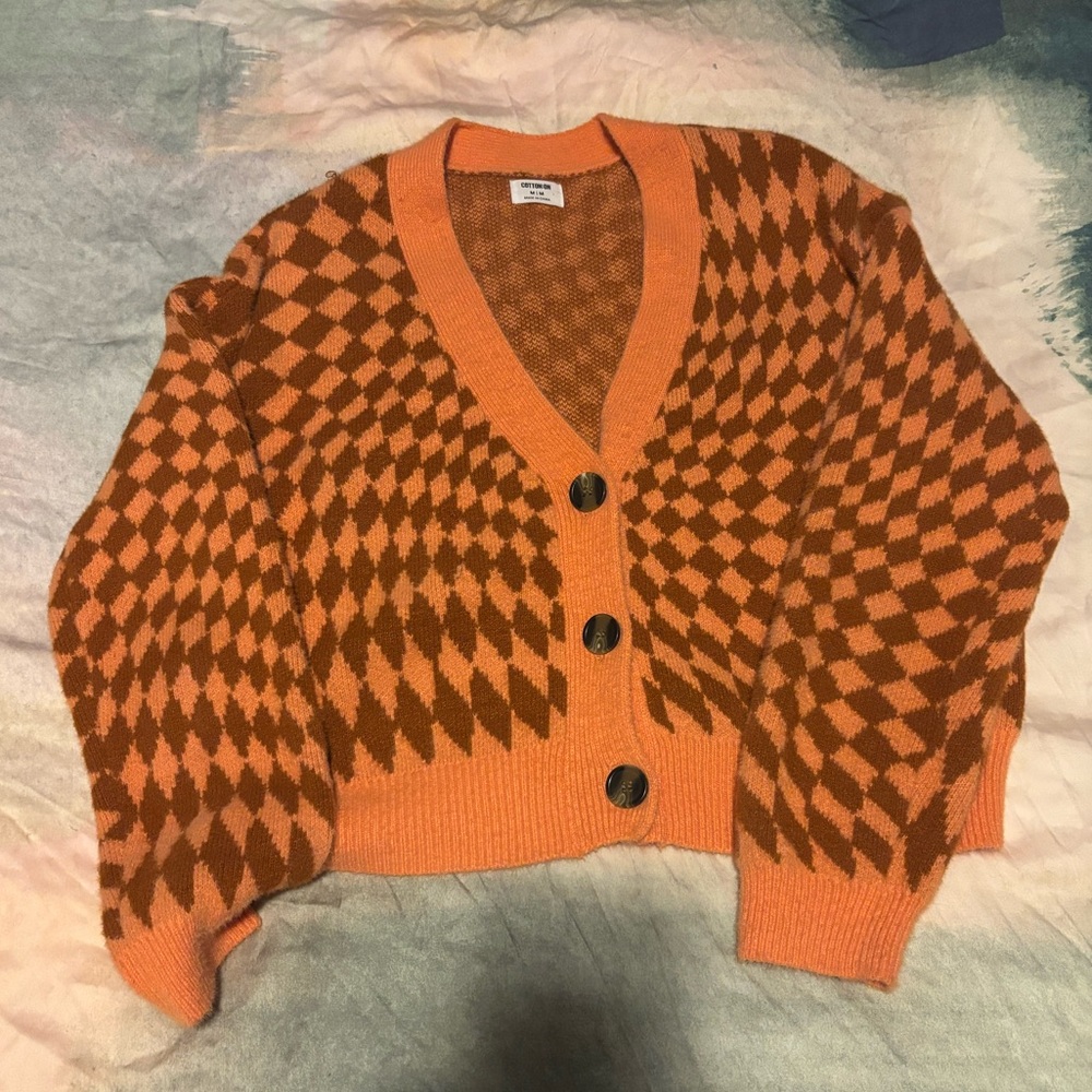 Super Soft Distorted Checkerboard Cardigan